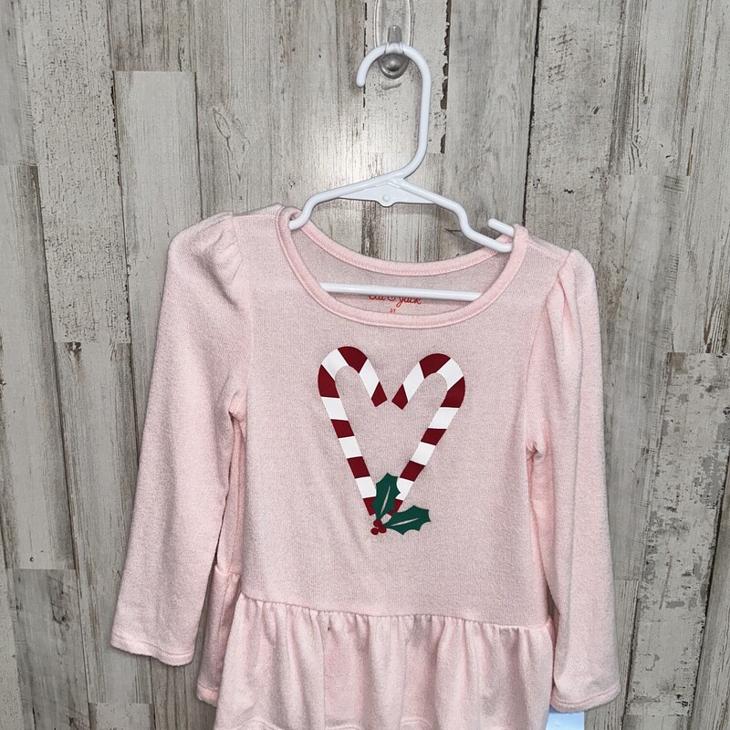 3T Pink Knit Candy Cane T, Pink, Size: Girl 3T