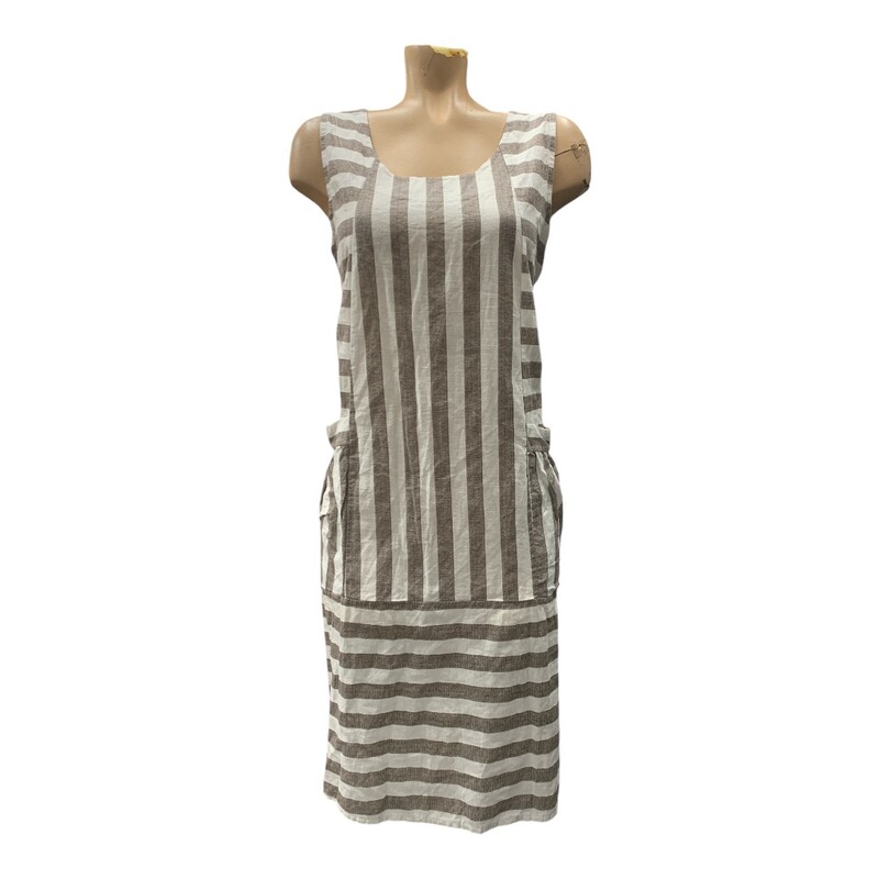 Made In Italy Dress W Car, Brwn/whi, Size: L