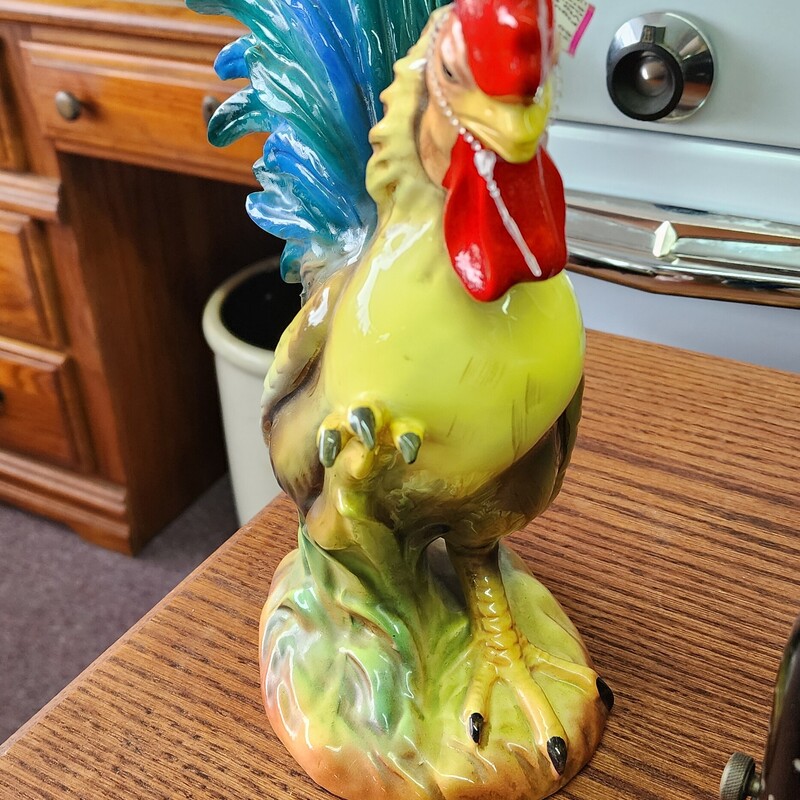 Vtg Rooster, Ceramic, Size: 12 In