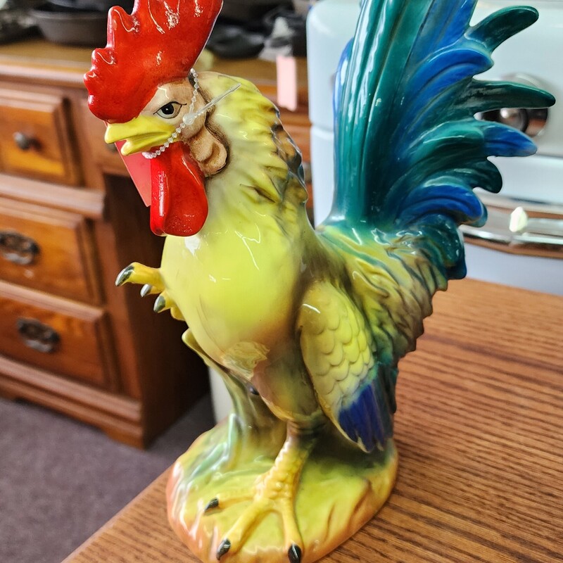 Vtg Rooster, Ceramic, Size: 12 In