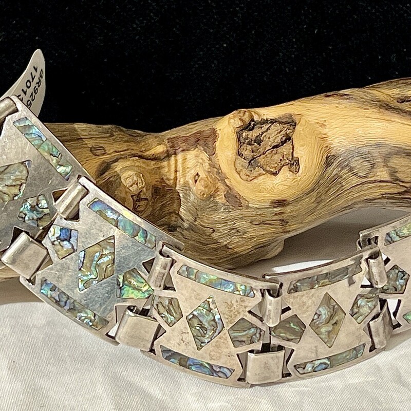 Sterling abalone inlay bracelet