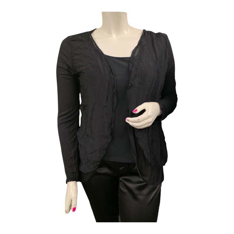 Made In Italy Cardgn Silk, Black, Size: XL