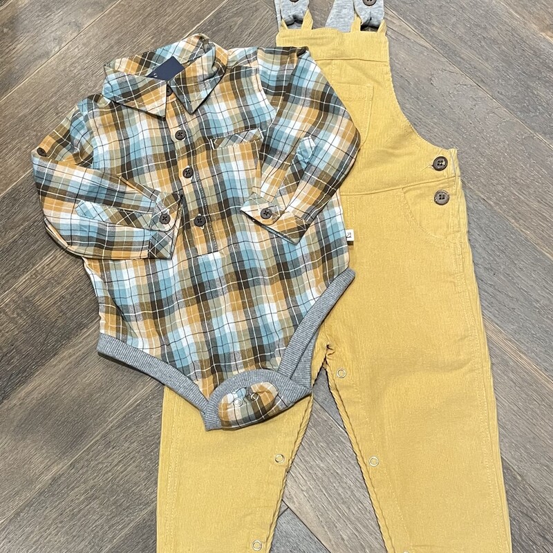 Me & Henry 2 Pcs Set, Yellow/Teal, Size: 9-12M
Corded Overalls & Plaid Onesie

New Samples!