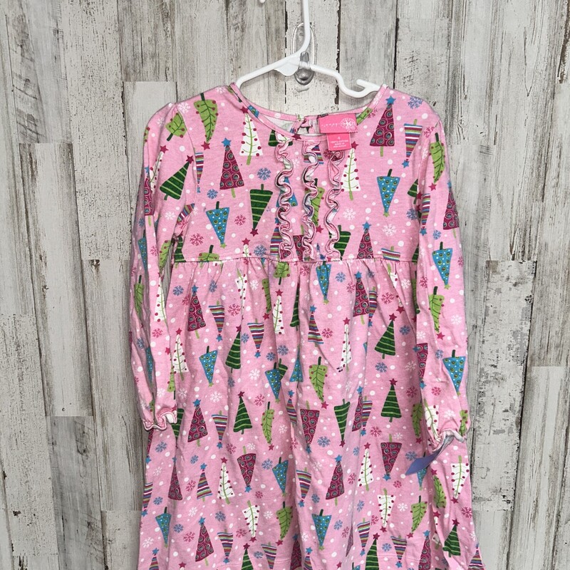 4 Pink Tree Print Dress, Pink, Size: Girl 4T