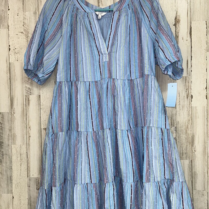 S Blue Stripe Dotted Dres