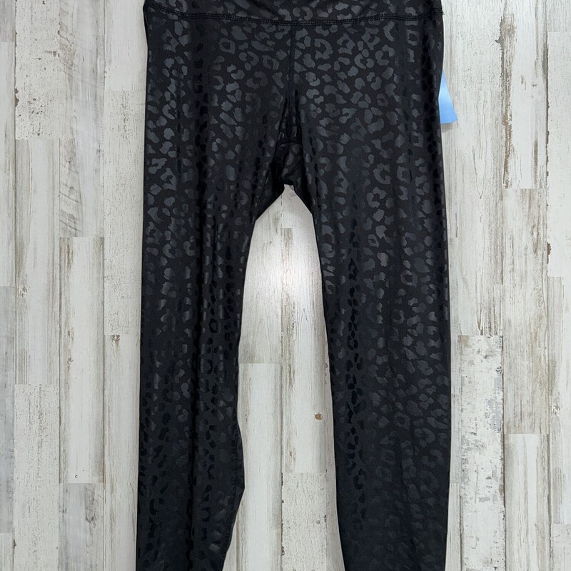 L Black Cheetah Leggings, Black, Size: Ladies L