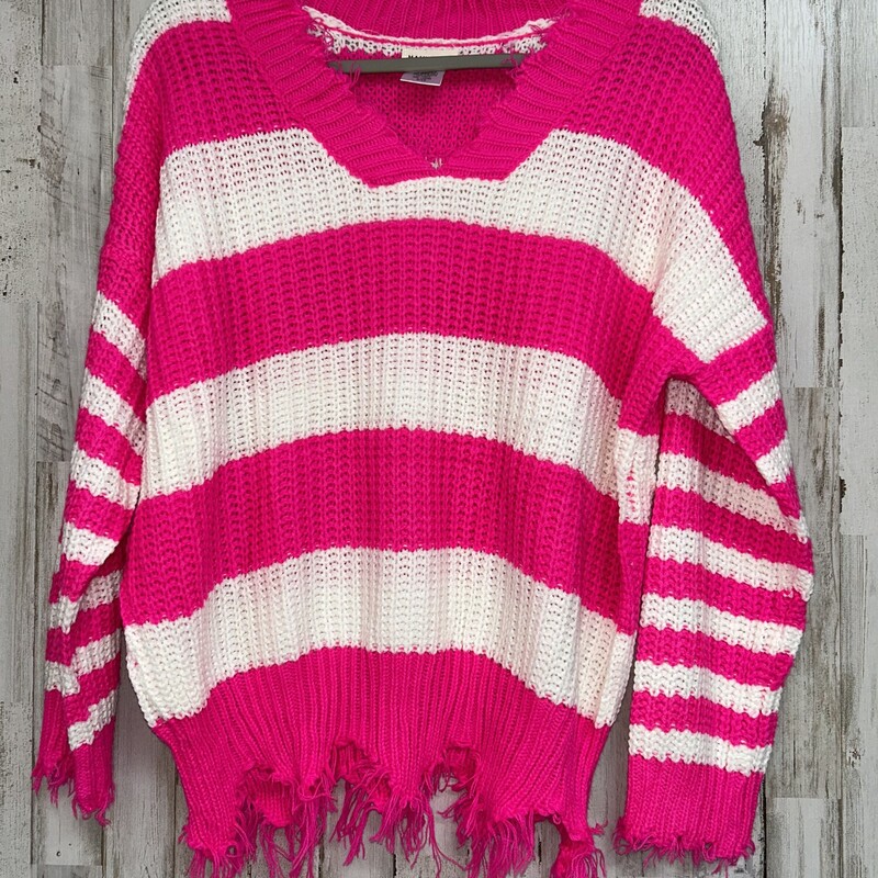 S Neon Pink Stripe Sweate