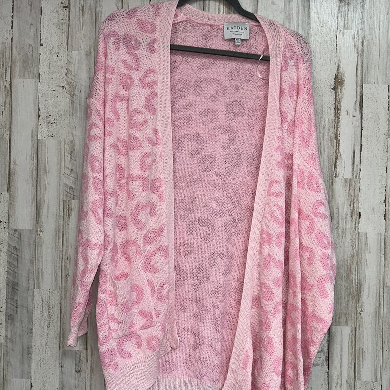 M/L Pink Leopard Cardigan