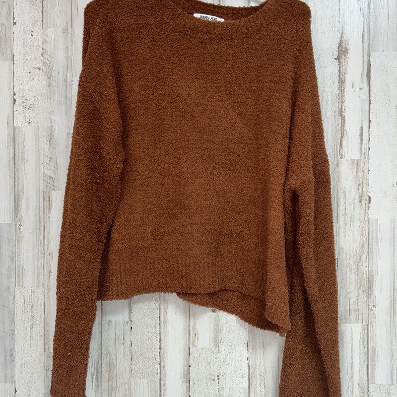 L Brown Fuzzy Knit Top