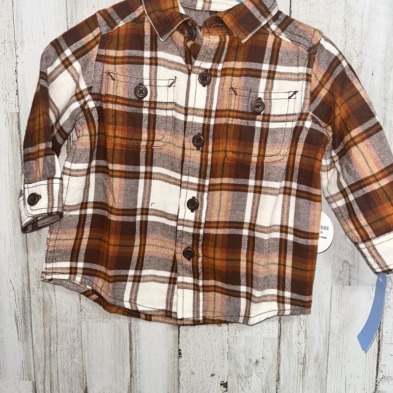 6/9M Tan Plaid Flannel