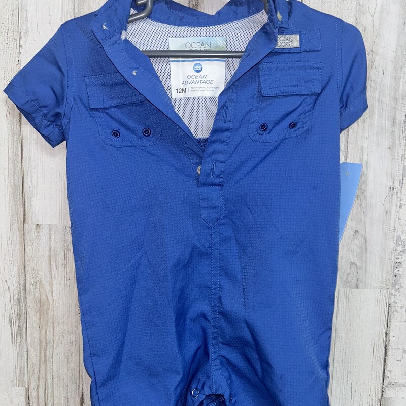 12M Blue Fishing Romper