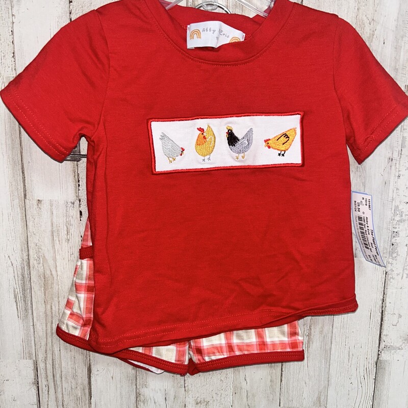 18M 2pc Red Chicken Set, Red, Size: Boy 12-24m