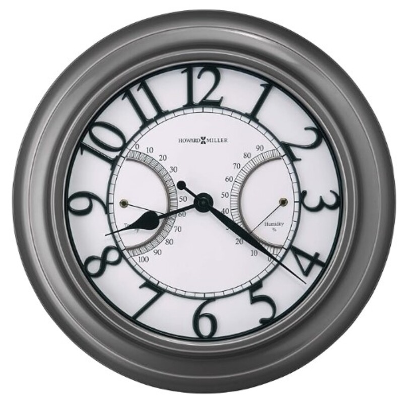 HowardMiller Tawney Wall Clock
Silver with White Face Black Numbers
Size: 24x3.25D
The Tawney Outdoor Wall Clock features a medium charcoal finish. The design will compliment your home decor while the clock?s quartz movement makes a soft ticking noise without the use of chimes for a quieter environment.
Retail $275