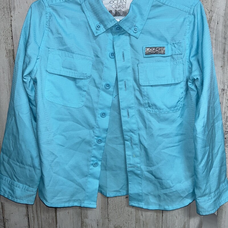 4T Teal Fishing Button Up