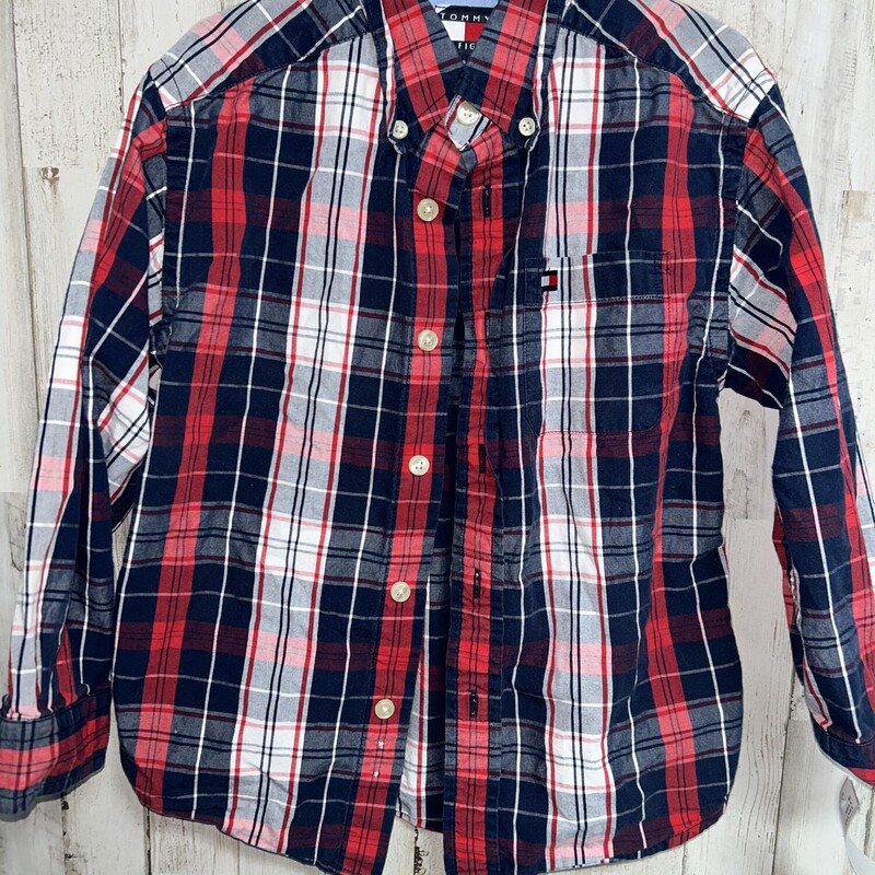 6 Navy/Red Button Up