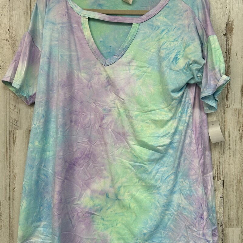 M Purple Dye Keyhole Tee, Purple, Size: Ladies M