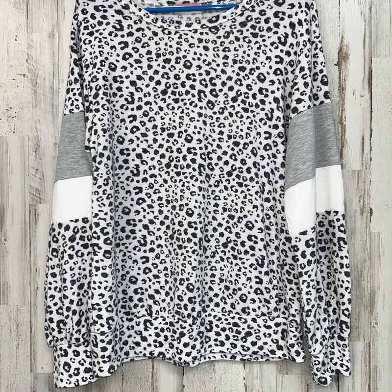 M White Leopard Print Top, White, Size: Ladies M