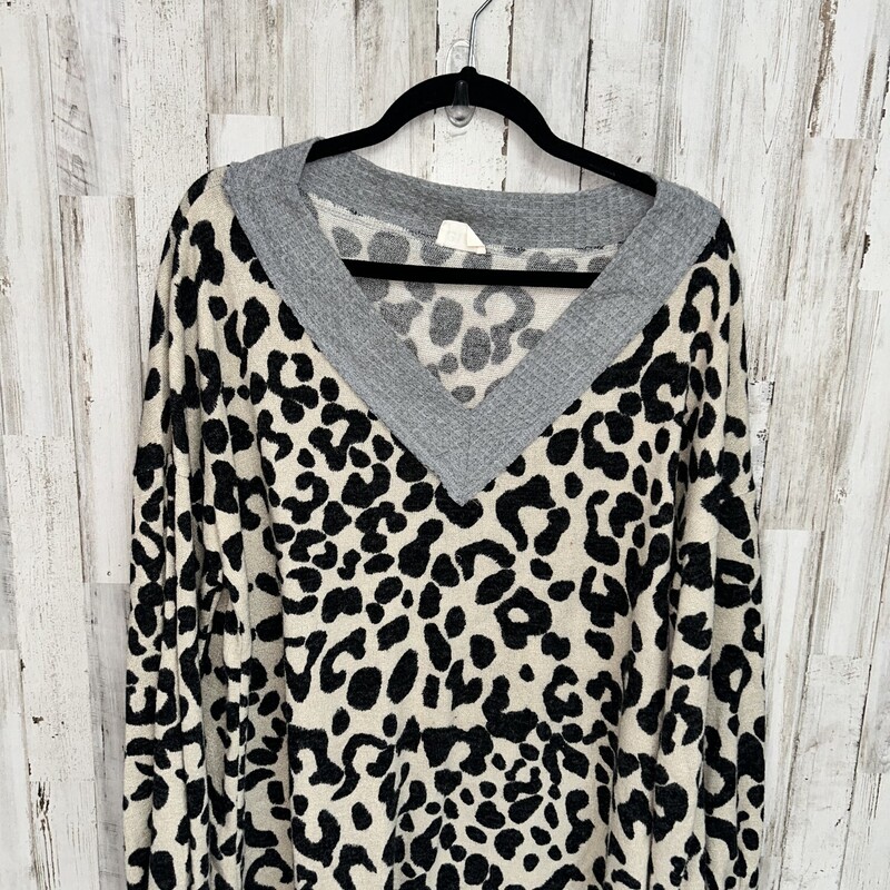 M Beige Knit Cheetah Top, Beige, Size: Ladies M