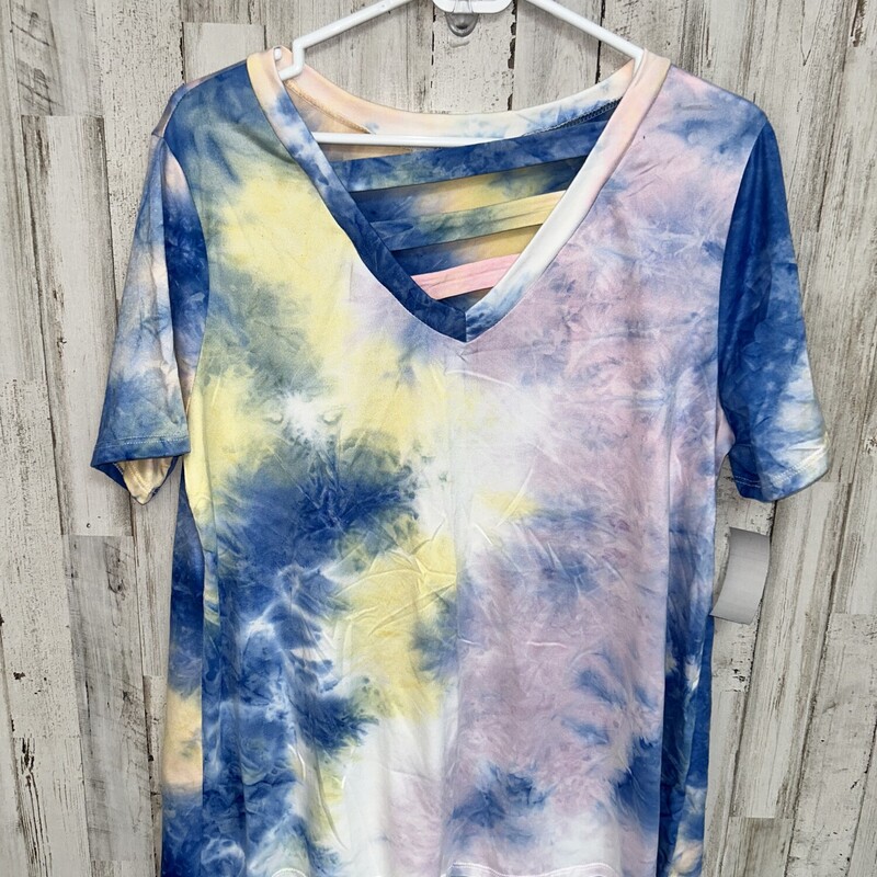 M Blue Dye Keyhole Top