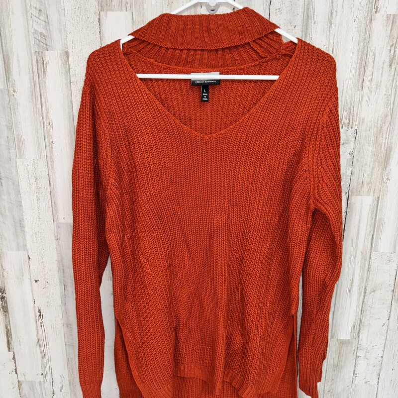 L Rust Knit Keyhole Sweat