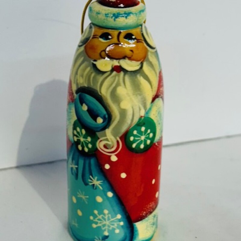 Folk Art Santa Ornament
Green White Red Blue Size: 2 x 4H