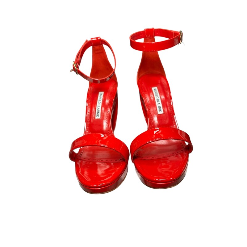 Manolo Blahnik Rocar Heels<br />
Red<br />
 Size: 39<br />
Comes with dust bags and box.