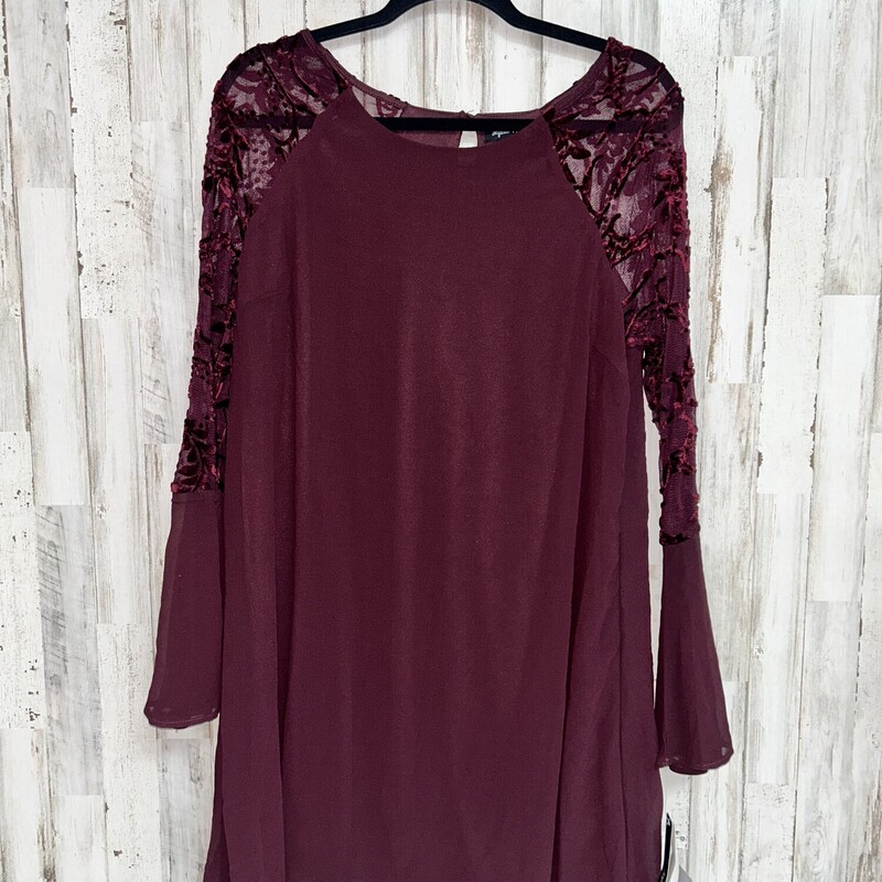 L Red Velvet Sleeve Dress