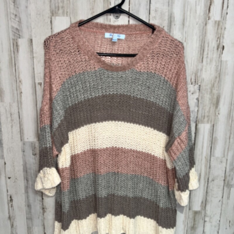 O/S Pink Stripe Knit Top