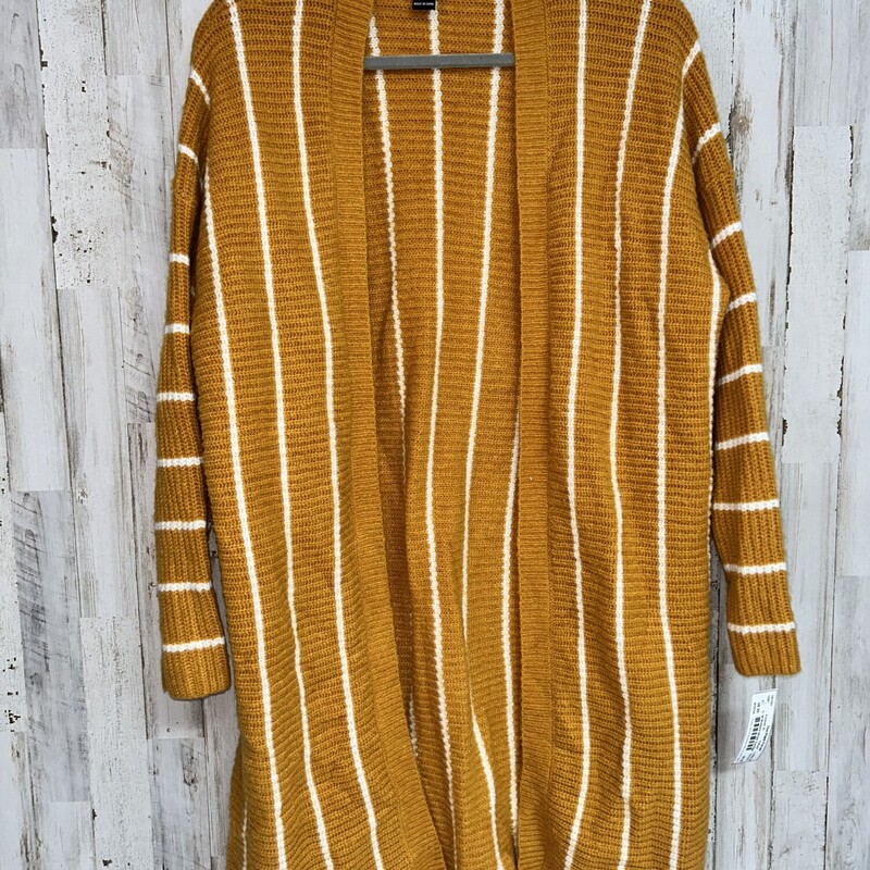 M Mustard Stripe Cardigan, Yellow, Size: Ladies M