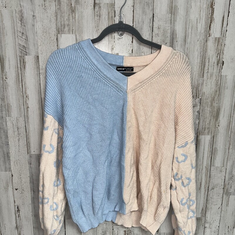 L Lt Blue Leopard Sweater