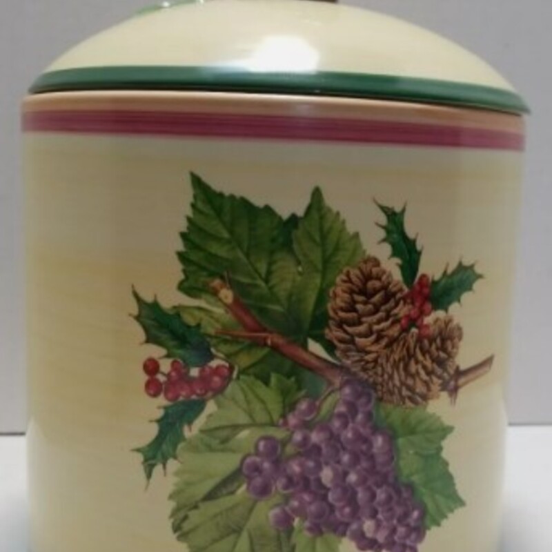 Villeroy Boch French Noel Jar
Yellow Green Brown Purple Red
Size: 8x10.5H