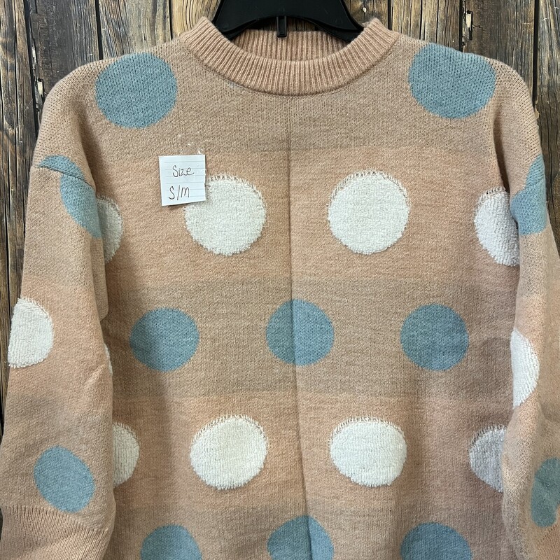 PEACH POLKA DOT SWEATER, Size: S/M