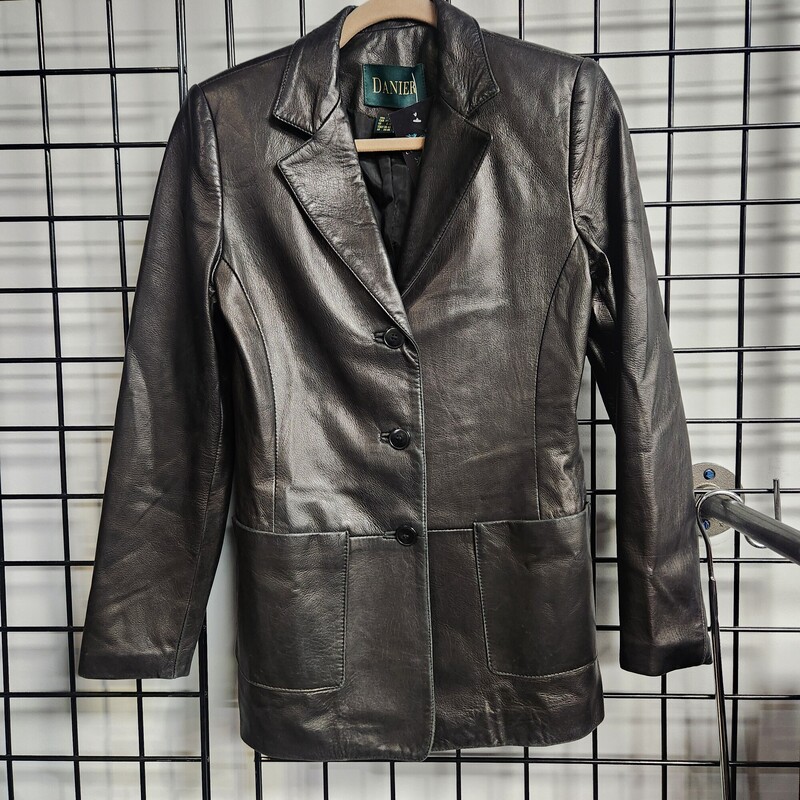 Danier Leather Jacket, Black, Size: Xs