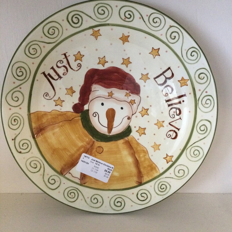 Just Believe Christmas Platter,
Multi,
Size: 13 In