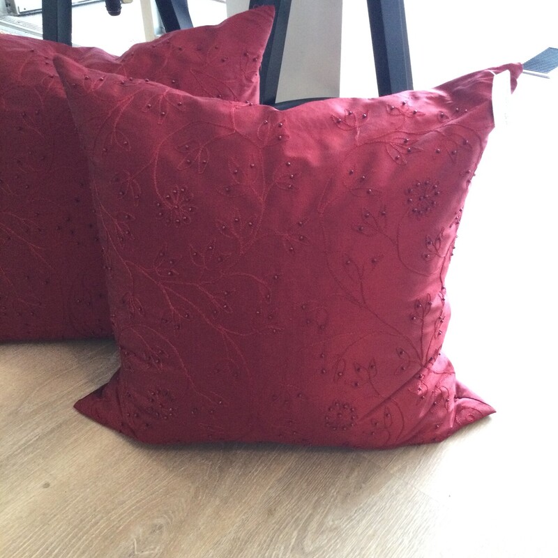 Satin Toss Cushion With Bead Accents,
Burgundy,
Size: 22 X 22 In