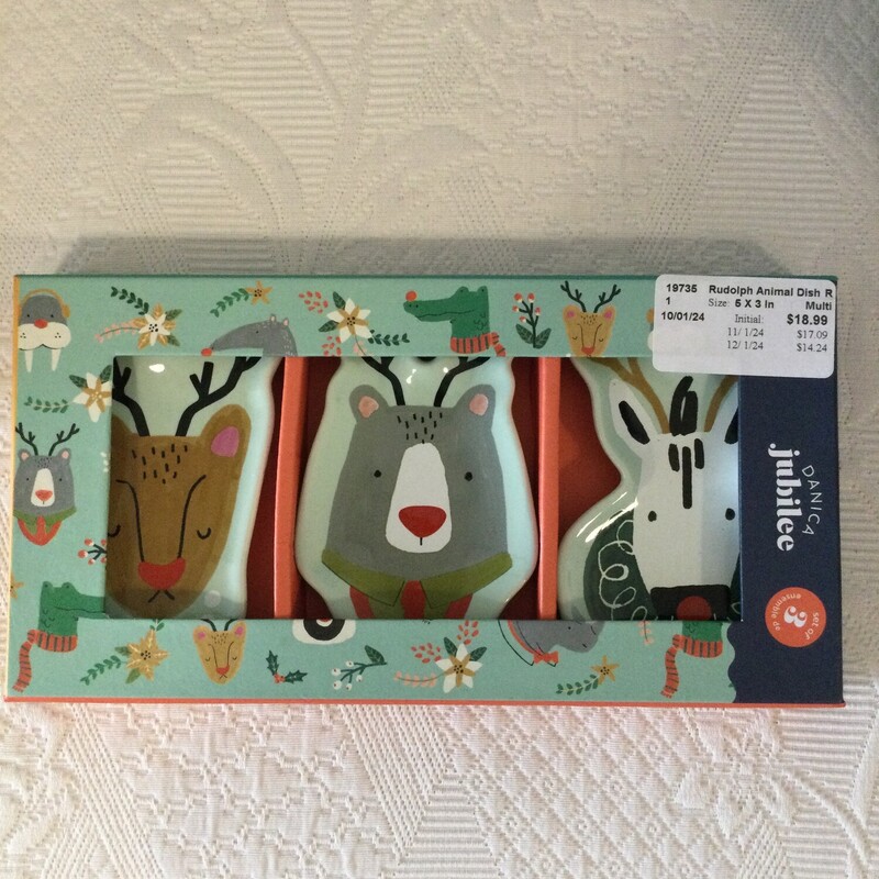 Rudolph Animal Dish Set,
Multi,
Size: 5 X 3 In