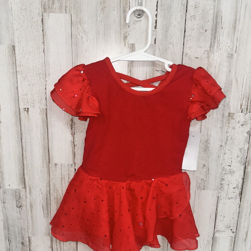 3/4 Red Glitter Leotard