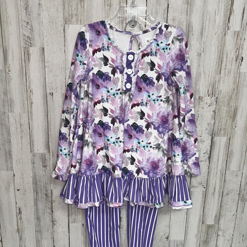 6 2pc Purple Floral Print