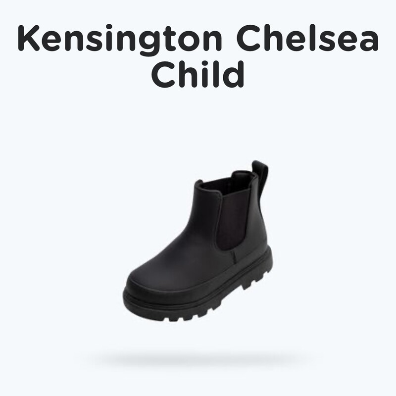 Kensington Chelsea Little Kid, Jiffy Black, Size: C6

Meet our latest take on the adventure-ready Kensington Chelsea boot. Upgraded with a new upper made from Susterra, a corn-based PU, rubber mudguard for extra durability and protection (goodbye, toe scuffs), along with stretchy elastic side panels to make putting them on a breeze. To top it off, we’ve given this boot a rubber outsole for superior traction in all weather conditions.
Materials
Corn-based PU Upper
Rubber Mudguard
Elastic Side Panels
Treklite TPR Outsole
Open Cell Foam Insole