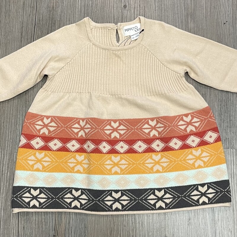 Poppet & Fox Knit Dress, Beige/Rust/Coral,Orange,
Size: 12-18M

New Sample!