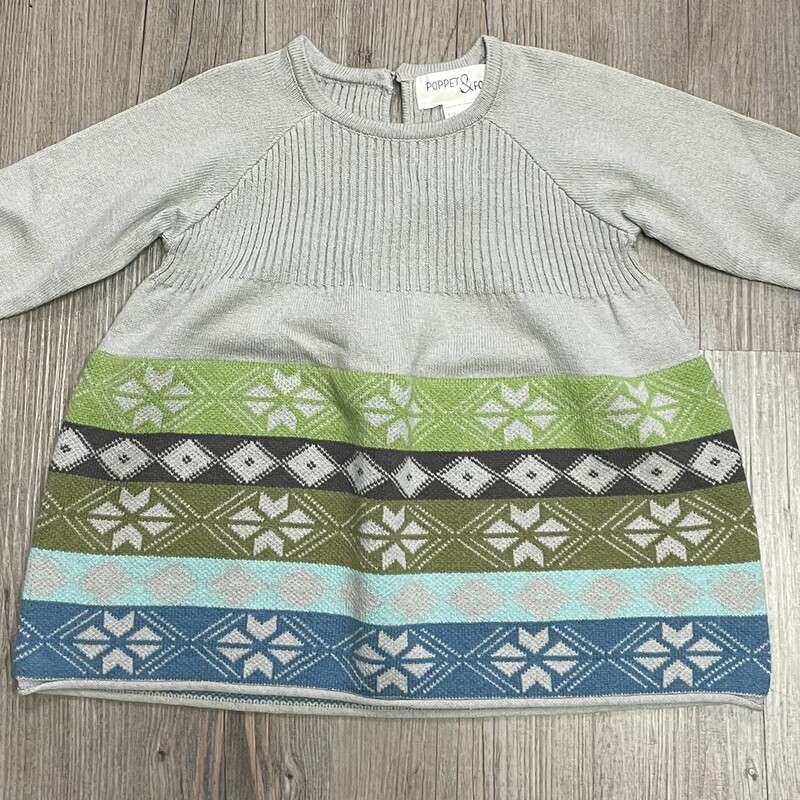 Poppet & Fox Knit Dress, Grey/Blue/Green,
Size: 12-18M

New Sample!