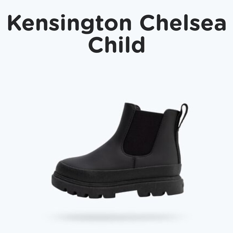 Kensington Chelsea Little Kid, Jiffy Black, Size: C8

Meet our latest take on the adventure-ready Kensington Chelsea boot. Upgraded with a new upper made from Susterra, a corn-based PU, rubber mudguard for extra durability and protection (goodbye, toe scuffs), along with stretchy elastic side panels to make putting them on a breeze. To top it off, we’ve given this boot a rubber outsole for superior traction in all weather conditions.
Materials
Corn-based PU Upper
Rubber Mudguard
Elastic Side Panels
Treklite TPR Outsole
Open Cell Foam Insole