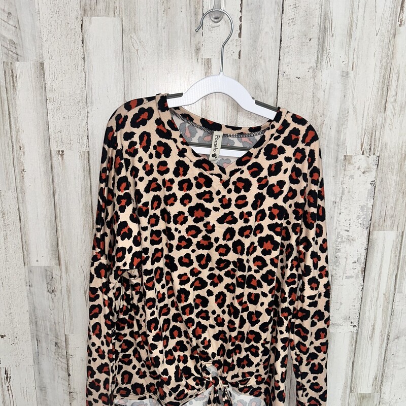 7/8 Tan Cheetah Knot Top, Tan, Size: Girl 7/8