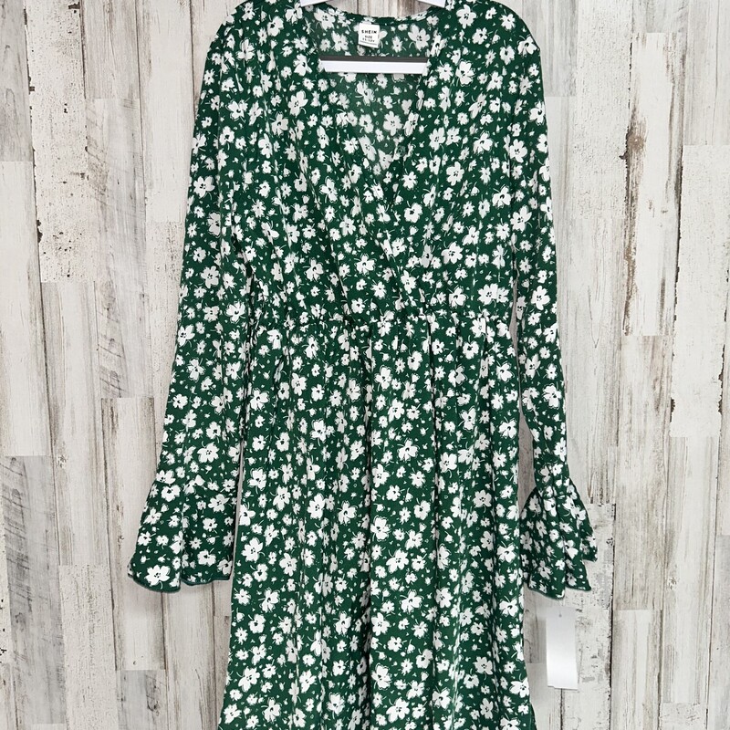 11/12 Green Floral Print, Green, Size: Girl 10 Up