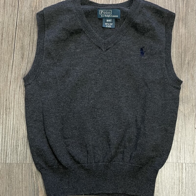 Polo Ralph Lauren Knit Vest, Grey, Size: 4Y