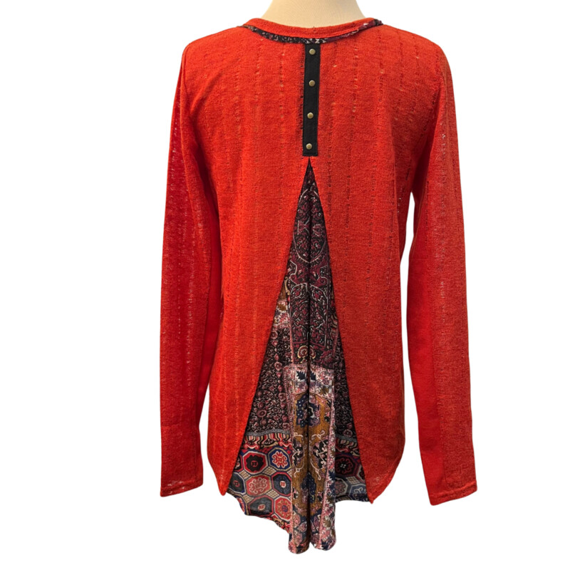 Miss Me Boho Cardigan<br />
Beautiful Back Detail<br />
Colors:  Orange, Navy and White<br />
Size: Small