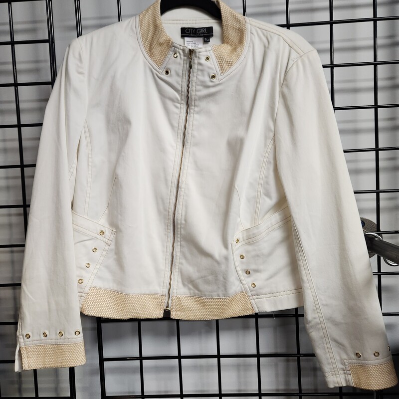 City Girl Jacket, Whi/gold, Size: M