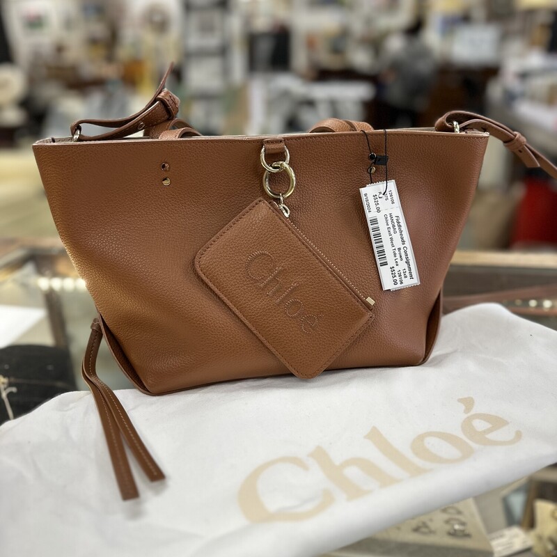 Chloe East West Tote, Brown Leather. Includes Dust bag.
Size: 13x8