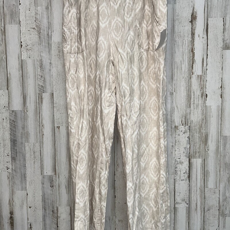 M Tan Print Linen Pants