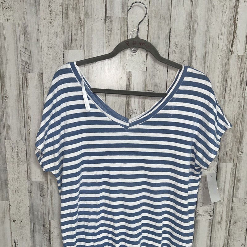 M Blue Striped Knit Top